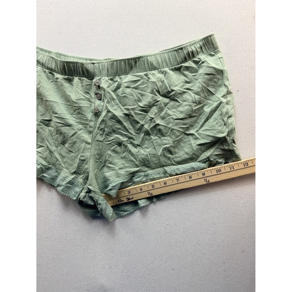 Primark Sleep Shorts Womens 10/12 Green Good Organic Cotton Lace Trim 16522 - Picture 3 of 8